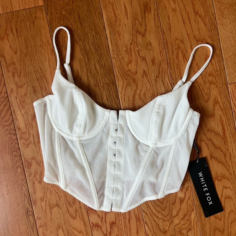 White Fox Boutique bustier top unapologetic mesh corset size medium nwt